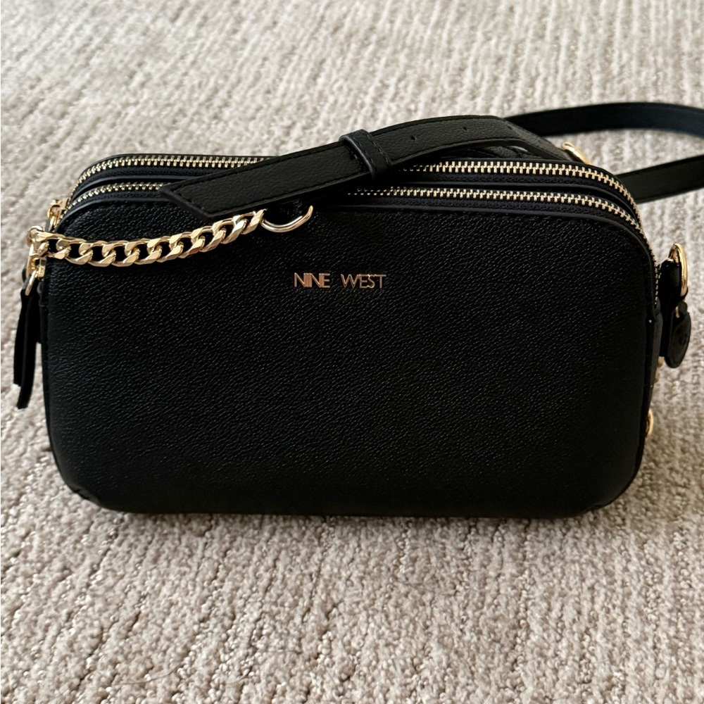 Nine West Black Crossbody Bag with Gold Accents